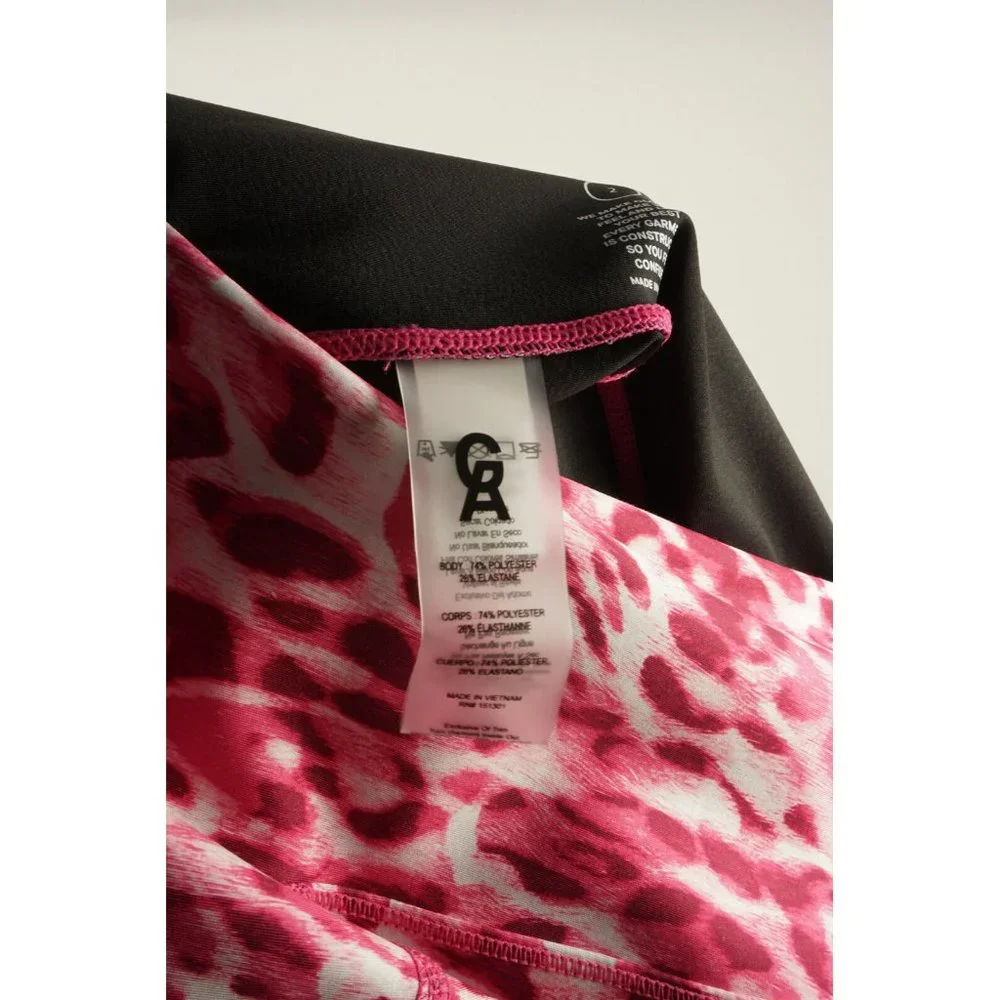 New 89$ Good American Core Power 7/8 Leggings Pink Leopard Wicking Athletic Sz 2
